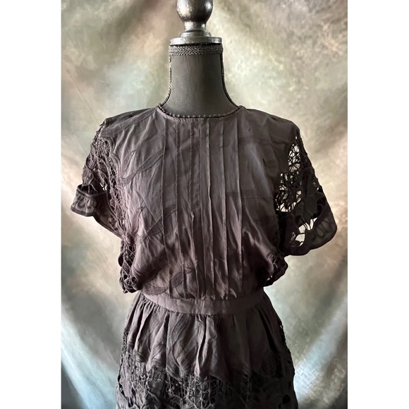New Farm Rio Black Richilieu Dress Tiered Lace Midi Women's Party Cocktail - Picture 3 of 10
